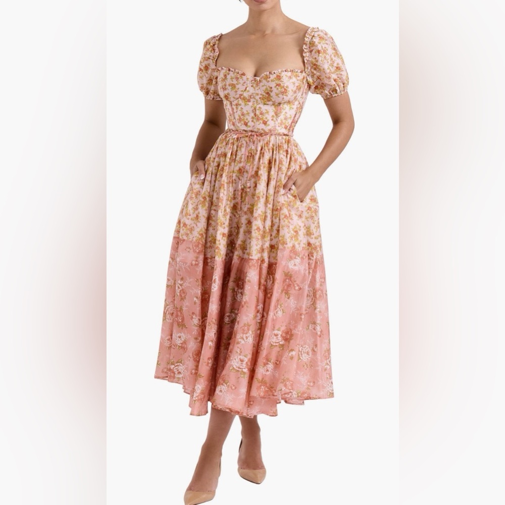 House of CB Pink Floral Midi Dress